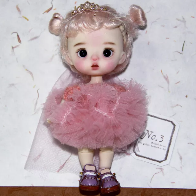 Cute Mini BJD Doll Toy Joints Body Resin Head Handmade Dress Clothes Assembled