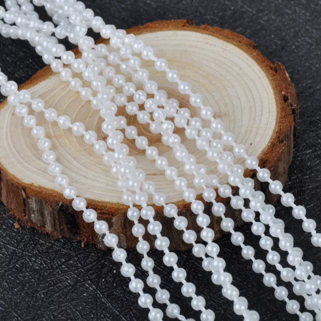 10m/Roll Perlenkette Perlenband Perlenschnur 3mm Girlande Hochzeit Feiern Deko d