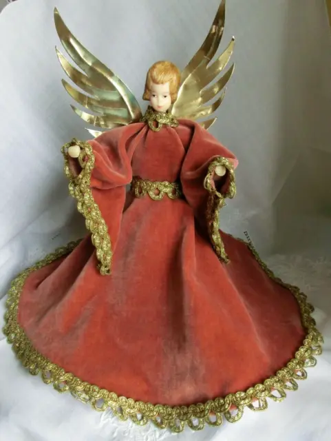 alter Engel Figur  Wachskopf -KEIN Koestel- mit Flügel SamtKleid WeihnachtsDEKO