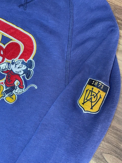 Disney Mickey Mouse Sweater Jumper Navy Blue Embroidered Cartoon Pullover M VGC 7
