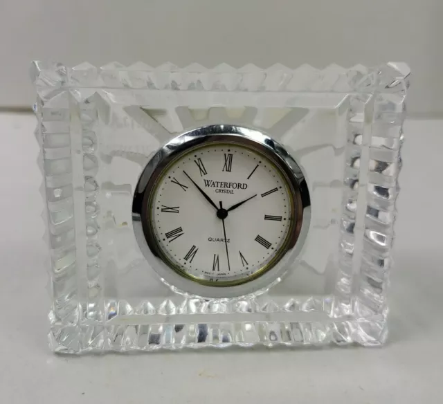 Vintage Waterford Cut Crystal Pair of Miniature Small Square Desk Clock