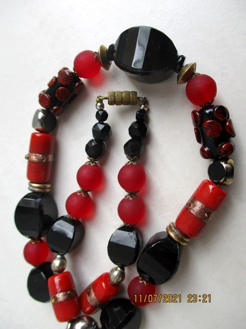 Collier Ancien Verre De Murano – Perles Antiques, Italien, Sans Marque