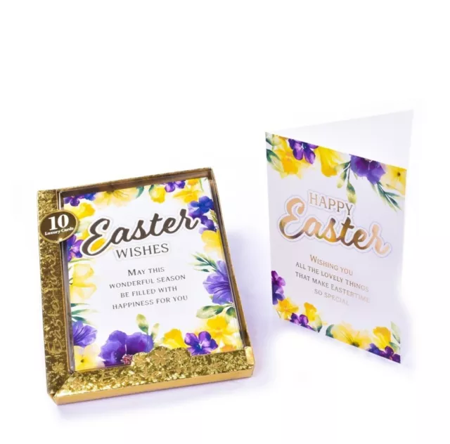 PACK OF 10 EASTER FLORAL WISHES Easter Cards 2 Designs