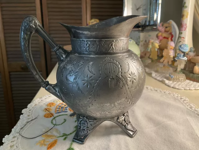 Antique Meriden Britannia Company Silver plated Ornate 5” Creamer # 190