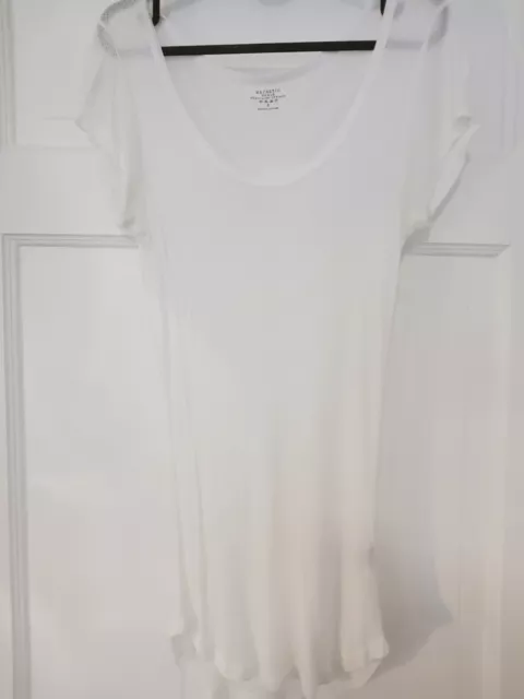 Majestic Paris Super Soft White Semi Sheer Silk Blend T-shirt, Women's S