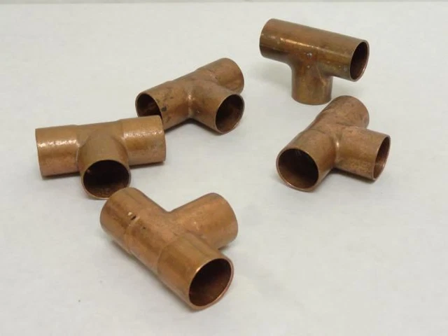 185037 Old-Stock; Industry-Std 5P103 Lot-5 Wrot Copper Tee; 3/4" C x C x C