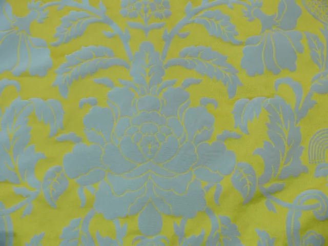 By Yd Scalamandre Nashville 100% Silk Damask,Ming Yellow & Sky Blue Msrp$279/Y