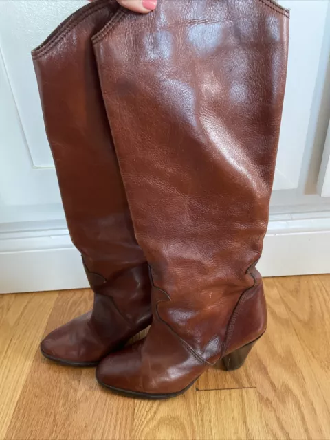 Repertoire Italian Knee High Boots, Red Brown Leather, Size 8.5