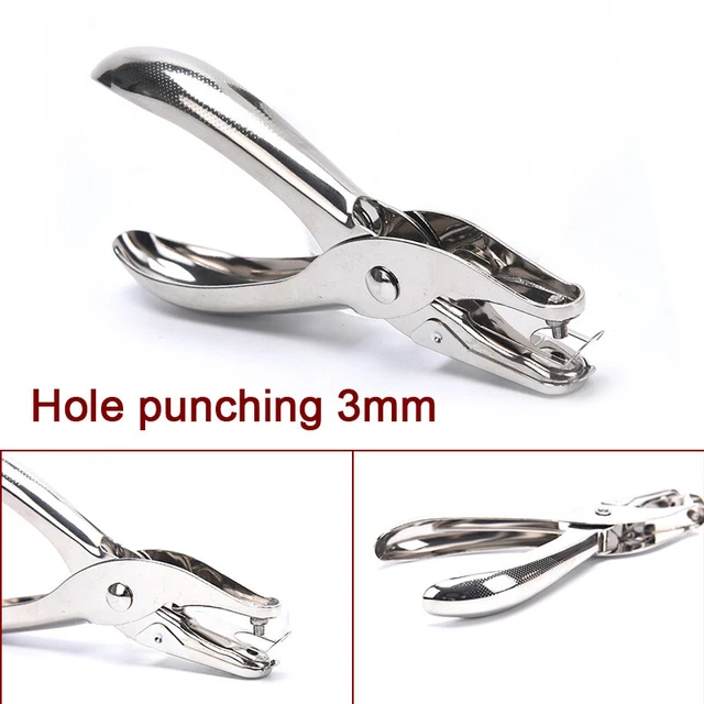 3mm Single One Hole Hand Held Paper Punch Ticket Craft Puncher Metal Cu_-_