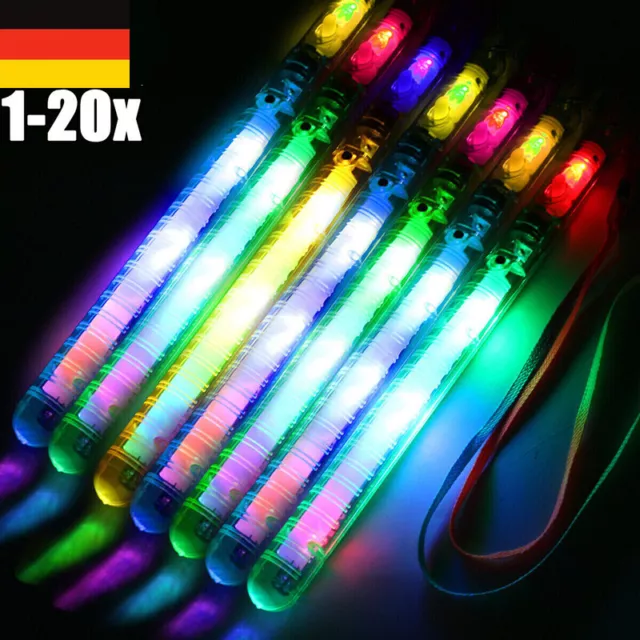 20X Leuchtstäbchen Farbwechsel Party LED Licht Blinkend Stick Stab im Dunkeln DE