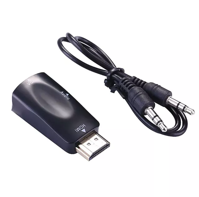 HDMI TO VGA Converter Adapter 1080P With Audio Cable For Laptop PC HDTV XBOX PS3 2