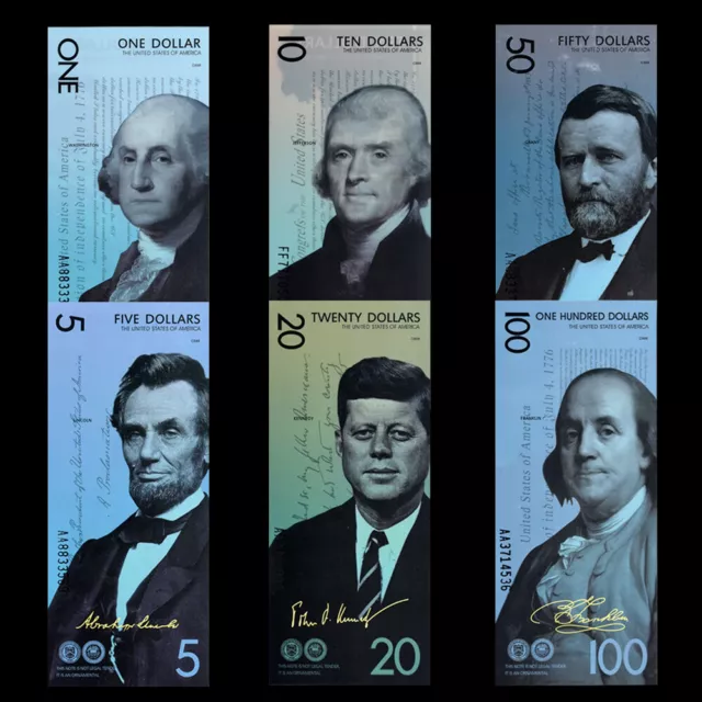 American Famous Peoples 1 5 10 20 50 100 Uncurrency Paper Banknotes 6pcs/set