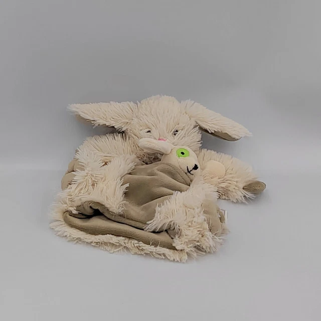 Doudou marionnette lapin écru beige marron avec chien HISTOIRE D'OURS - 30693