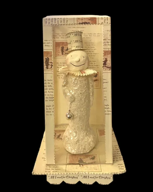 Dee Foust Bethany Lowe Christmas PRIMITIVE SNOWMAN Fly The Feathers papier-mâche