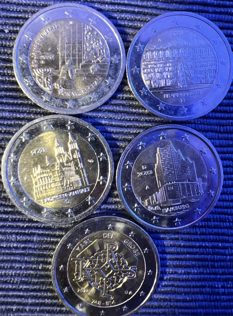 5 Stück 2 Euro Münzen lot konvolut Deutsche Sondermünzen Alle Mit A Prägung Zirk