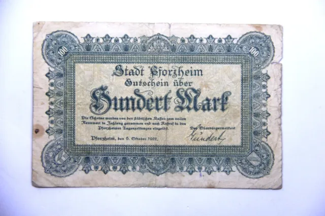 Pforzheim in Baden  Mark 1918 , 100 Mark,
