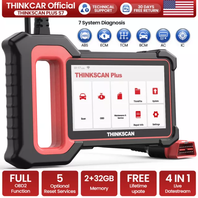 Thinkscan Plus S7 Car OBD2 Scanner Auto Diagnostic Tool ABS SRS BCM TPMS AC IC