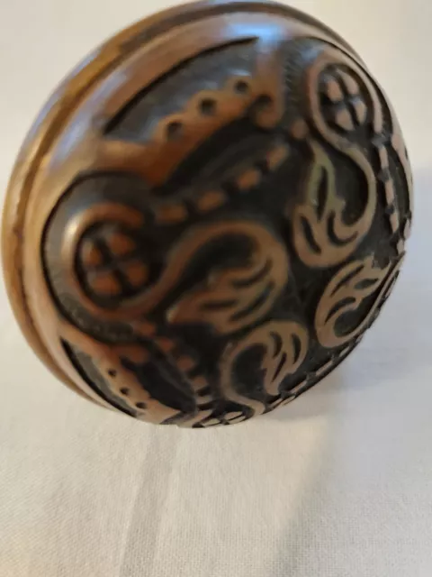 Beautiful Antique Cast Brass Bronze Door Knob Victorian Eastlake Embossed Design