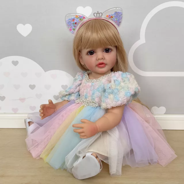 22in Full body Vinyl Reborn Doll Lifelike Toddler Stand Girl Betty Handmade Gift