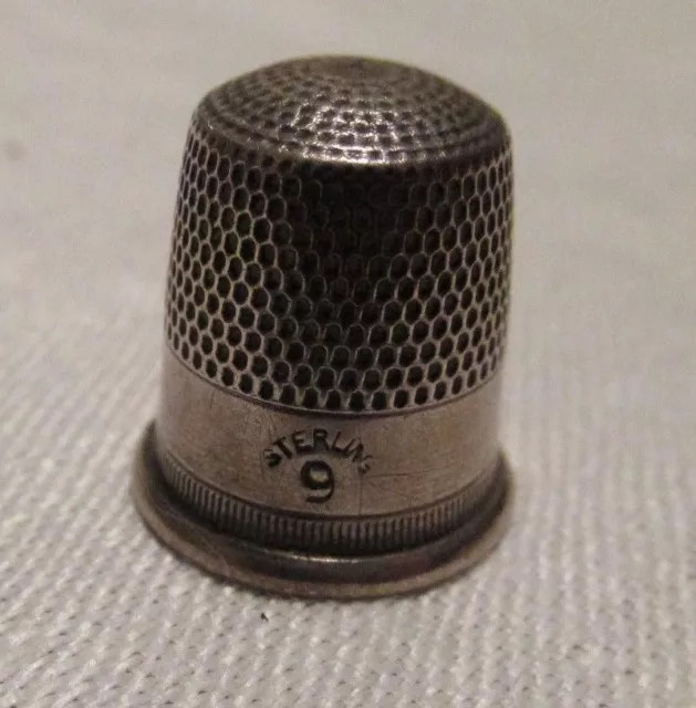 Vintage Sterling Silver SEWING THIMBLE  Sz 9 Rolled Edge