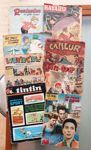 lot de BD anciennes Bayard Roudoudou casseur invincible tintin