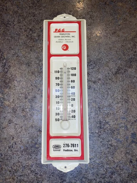 Vintage Metal Thermometer PGG Grain-Fertilizer - Chemical. Pendleton Oregon