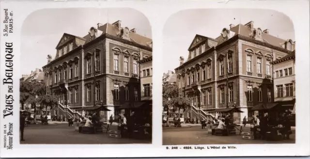 Belgique, Liège, Hôtel de Ville, Vintage print, ca.1910, Stéréo Tirage vintage,