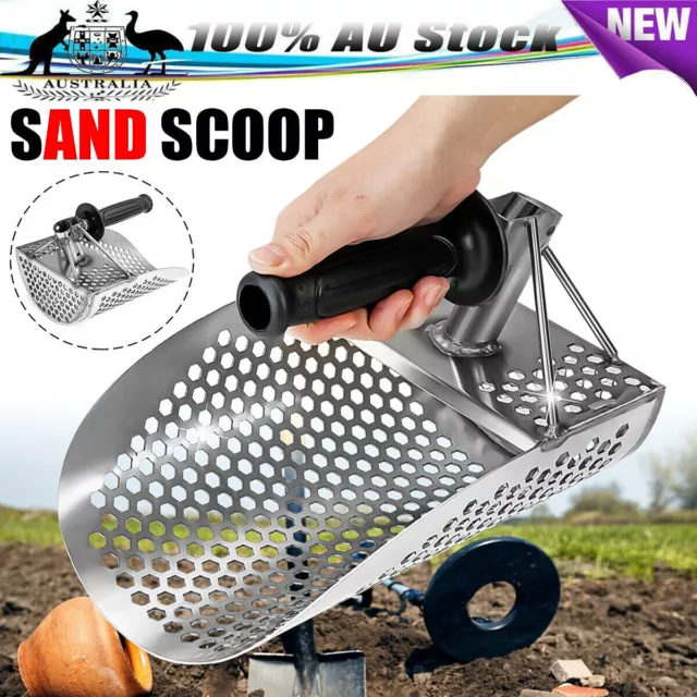 Stainless Steel Beach Sand Scoop Metal Detecting Metal Detector Sifting Tools AU