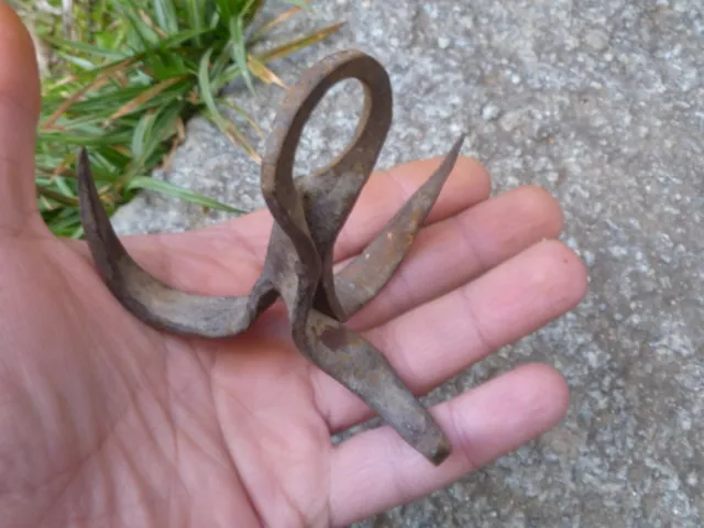 Antique Wrought Iron  Hook Hanging Old Tool Kitchen Rustic Barn Farm Wall