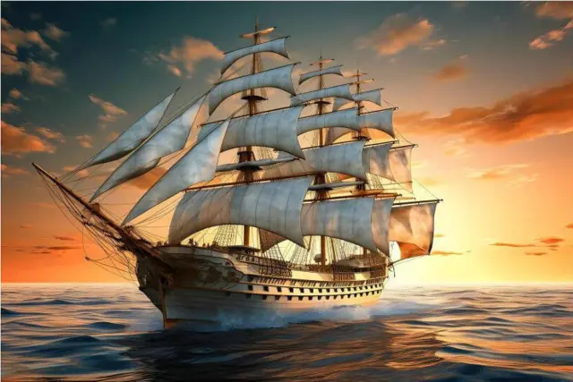 Artwork Pirates Ship Boat Oil Painting Printed On Canvas Home Art Wall Decor C04