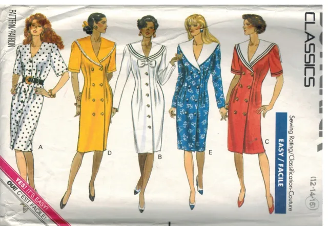 4721 Vintage Butterick SEWING Pattern Misses Classic Loose Fitting Dress Tapered