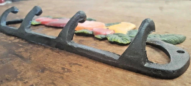 FRUIT 4 HOOK BATHROOM or KITCHEN Towel Hanger rustic farmhouse country cast iron 2