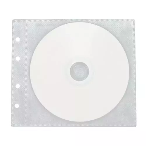 50 White CD DVD Double-Sided 2 Discs Refill Plastic Sleeves