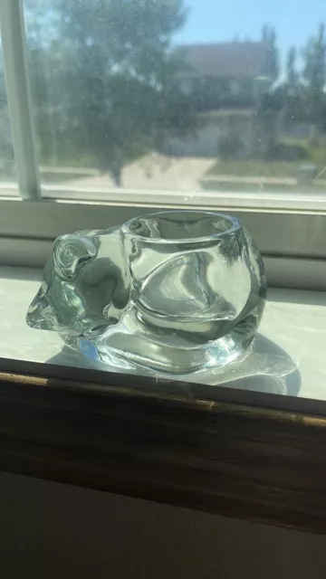 Vintage Indiana Glass Sleeping Cat Votive Candle Holder Paperweight