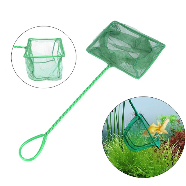 Portable Fish Net Long Handle Square Aquarium Accessories Fish Tank Landing Net