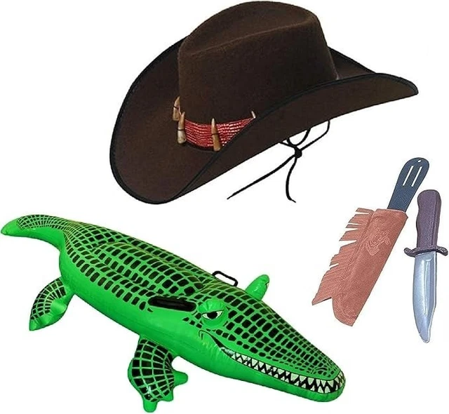 MENS CROCODILE MICK Dundee Explorer Hunter Hat with Teeth Knife Prop — free download
