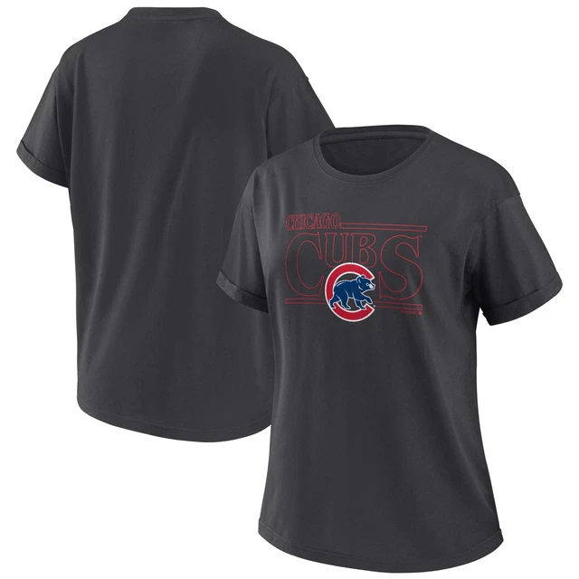 Women's WEAR by Erin Andrews  Charcoal Chicago Cubs Oversized Boyfriend T-Shirt