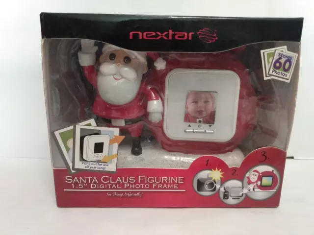 Santa Claus Figurine Digital Photo Frame Clock 8MB Nextar NIB