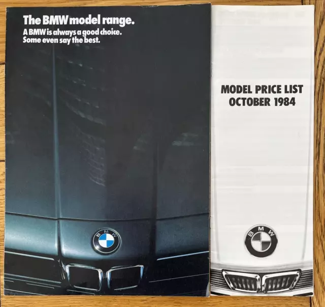 BMW Model Range UK Sales Brochure issued 1985 & Price List issued 1984