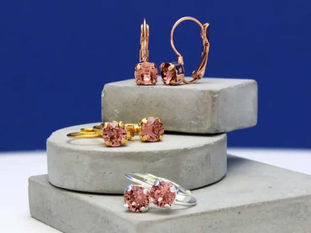 Blush Rose Leverback Earrings made with Swarovski Elements Choose Your Finish