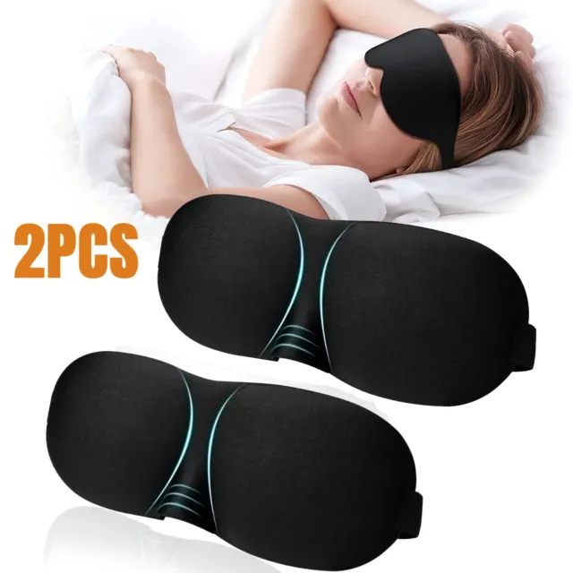 2x Travel Sleep Eye Mask Soft Memory Foam Padded Shade Cover Sleeping Blindfold
