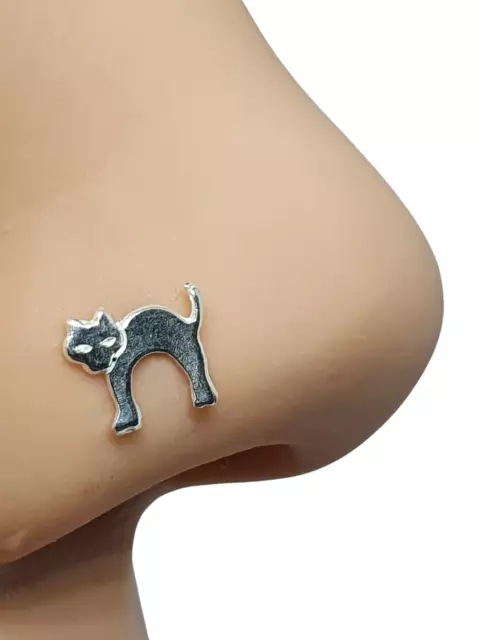 Nez Stud Chat Pet Scary Cat 22g (0.6mm) 925 Sterling Silver L Bent Stud Piercing