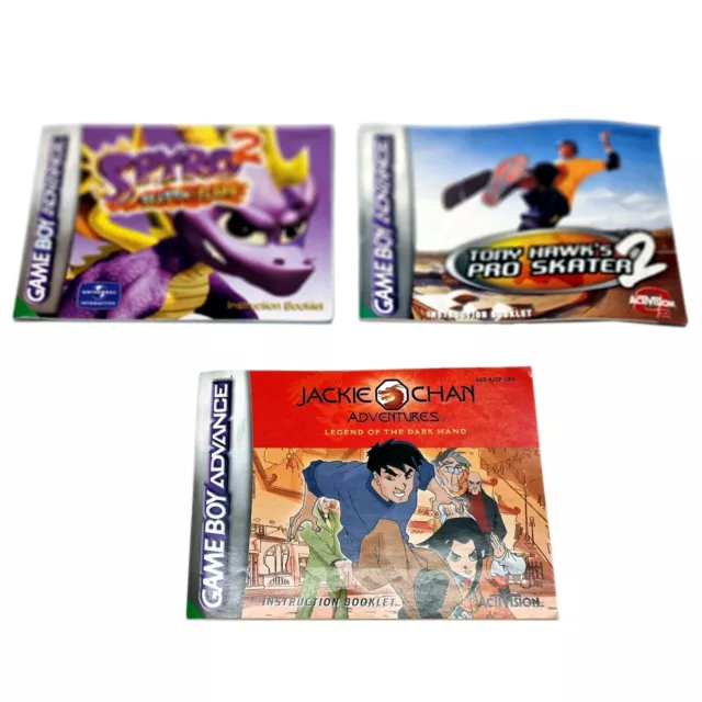 💯NINTETENDO GBA Gameboy Advance Books Spyro 2 Tony Hawk's 2 Jackie Chan