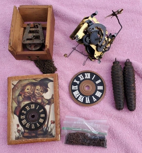 Lot Of 2 Vintage German Cuckoo Clock Movement & Parts No Reserve