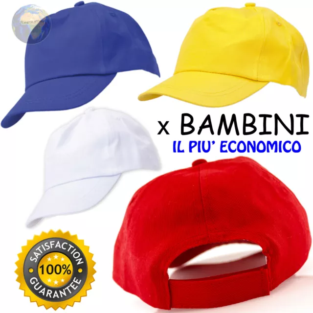 CAPPELLO da BAMBINO Bimbo GITA per SCUOLA  Estivo BASEBALL Regolabile CAPPELLINO