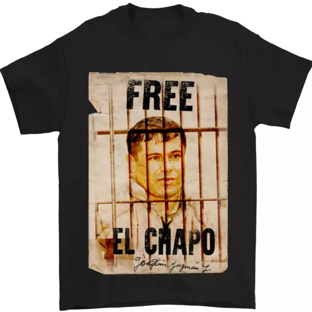 Free El Chapo Cocaine Drugs Cartel Mens T-Shirt 100% Cotton
