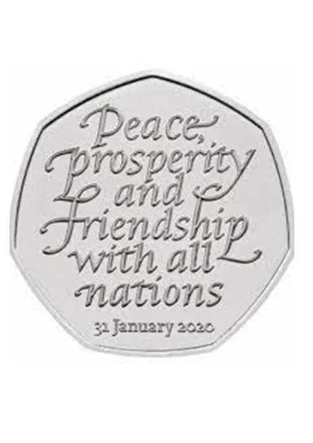 Brexit 50p Coin Peace Prosperity And Friendship With All Nations circulated