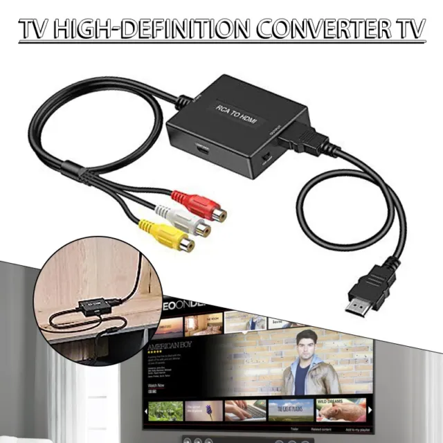 RCA to HDMI Converter AV HDMI with HDMI Cable Supports PAL/NTSC for F 3