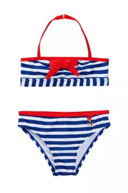 Jantzen Patriotic Bikini 16 Big Girls Red White Blue Bow Anchor Charm Americana