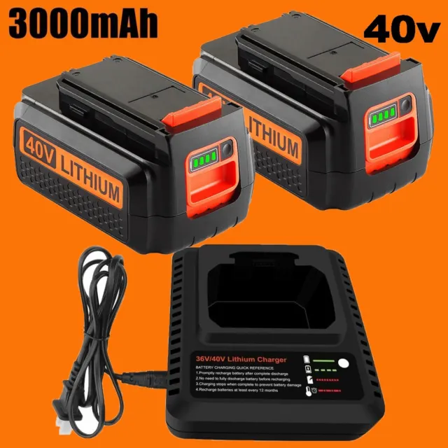40V 3.0Ah for Black+Decker 40 Volt Max Lithium Battery LBXR36 LBX2040 or Charger